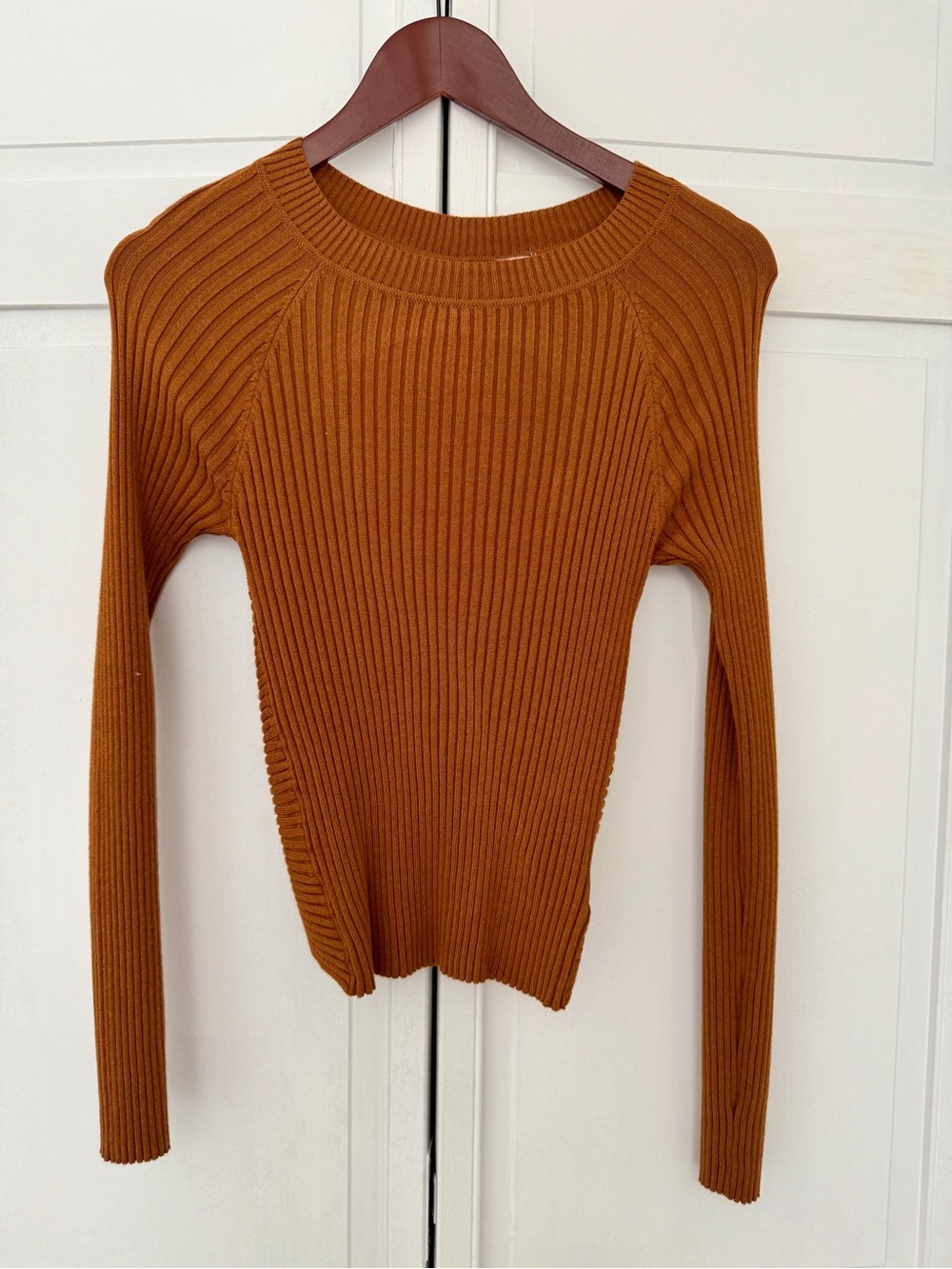 Hippie Rose Ribbed Crewneck Sweater in Rust